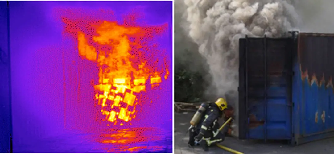 fire in SWIR and visible wavelength